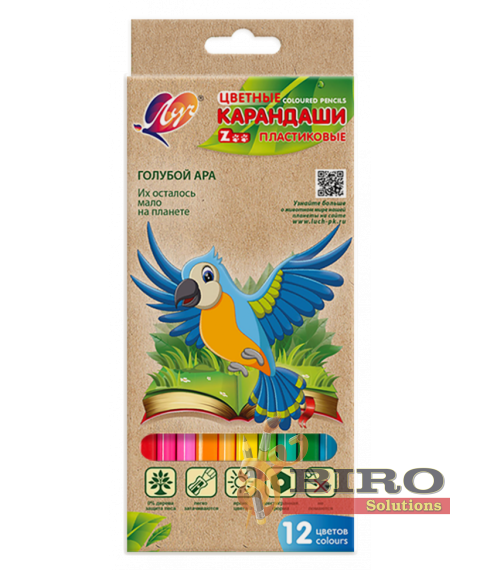 Creioane colorate 12 culori, din plastic, ZOO Луч